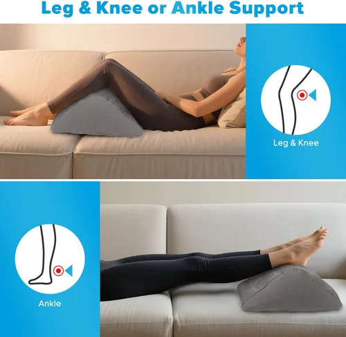Miniatura 4 de USHMA Almohada inflable de cuña de rodilla para dormir de espalda, almohada debajo de la rodilla para dormir de espalda, cómoda almohada inflable