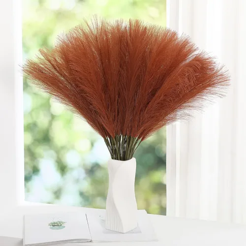 Miniatura 10 de Wertuirk 30 piezas de hierba artificial de pampas – Hierba de pampas rosa de 24 pulgadas para decoración del hogar, hierba de pampas artificial