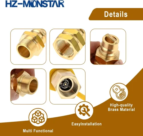 Miniatura 6 de Manguera de propano de 3/4 pulgadas, conexión rápida, conector rápido de gas natural hembra y macho de 3/4 pulgadas para generador de combustible