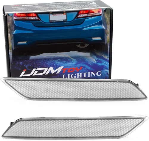 iJDMTOY Lentes reflectoras de parachoques trasero de lente transparente compatibles con Honda Civic Sedan 2013-2015 9ª generación, ensamblaje LH RH