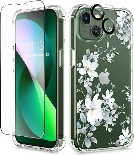 Miniatura 143 de GVIEWIN - Funda floral para iPhone 14 de 6.1 pulgadas, protector de pantalla + protector de lente de cámara, no se amarillenta, a prueba de golpes