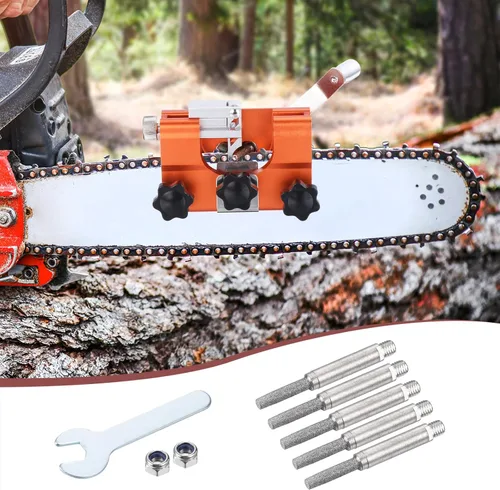 Miniatura 5 de PATIKIL Afilador de motosierra de diamante de 3/16 pulgadas, paquete de 5 herramientas de afilado para motosierra de manivela, color plateado