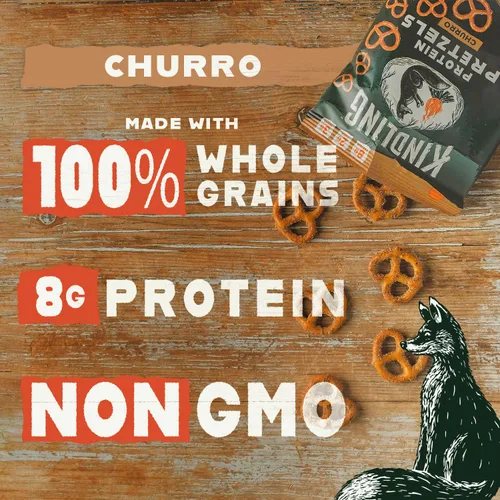 Miniatura 5 de Kindling Galletas de Pretzel con Proteína - Churro Bolsas de tamaño para bocadillos llenas de proteínas Kosher 8-9g de proteína por porción