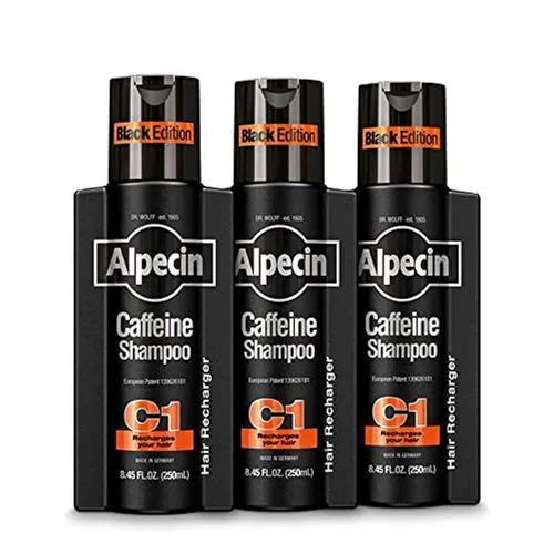 Miniatura 7 de Alpecin Caffeine Shampoo C1 Black Edition, Champú natural para el crecimiento del cabello para el cabello fino con niacina, mentol y aceite