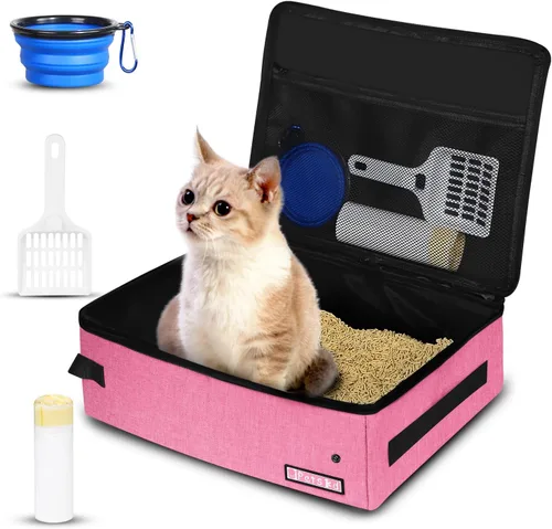 Miniatura 12 de Arenero portátil para gatos de viaje de Petskd con tapa y 10 bolsas desechables, a prueba de fugas y plegable, artículos de viaje esenciales