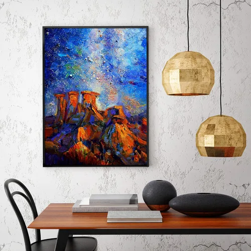 Miniatura 2 de Uhomate Superstición Montañas Puesta de Sol Arizona, arte de pared del oeste, pintura de noche estrellada, pinturas del suroeste, póster impreso