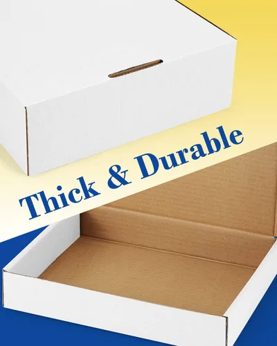 Miniatura 5 de Cajas de Envío de 12x9x3 Pulgadas: Paquete de 22 Cajas de Cartón para Embalaje, Cajas de Envío Blancas para Embalaje de Pequeñas Empresas, Cajas