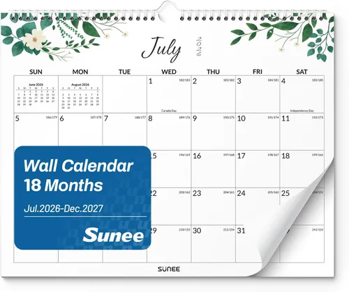 Miniatura 22 de SUNEE Calendario de pared 2026 de 18 meses, octubre de 2025 a marzo de 2027, 14.5 x 11.5 pulgadas, cuadrícula grande para colgar con papel grueso