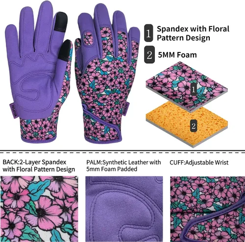 Miniatura 2 de Guantes de jardinería a prueba de espinas y resistentes a pinchazos con agarre, guante de jardín para mujer, regalos de cuero para trabajo en el 1