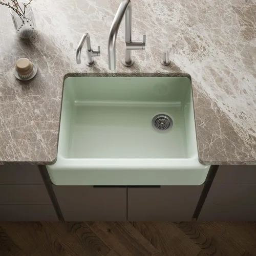 Miniatura 27 de KOHLER Whitehaven® K-6427-42 - Fregadero de cocina empotrado de 35-3/4 pulgadas, autorecortable, Smart Divide, Grande/Mediano con Delantal alto