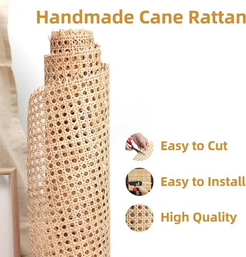 Miniatura 2 de Rollo de cinta de caña de ratán de 36 cm de ancho x 1 m de largo, material natural de ratán para encuadernación de gabinetes, sillas, muebles