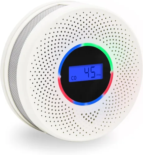 Miniatura 7 de Detector de humo y monóxido de carbono con batería de 10 años, alarma de humo y CO 2 en 1 con pantalla digital, alarma confiable contra incendios