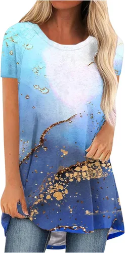 Shirts for Women Dressy Casual 2023 Tshirts Loose Fitting Tops Flowy Hawaiian 70S Tops Short Sleeve T-Shirts