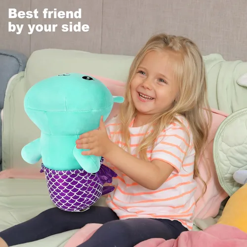 Miniatura 6 de Onsoyours Lindo gatito sirena de peluche de gatito, suave almohada de felpa de gato sirena para niños (sirena de gato azul, 12 pulgadas)