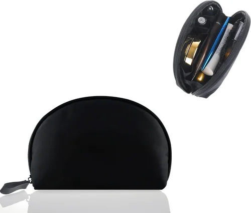 Miniatura 2 de Bolsa Pequeña de Maquillaje para Bolso Bolsa de Cosméticos Portátil Impermeable para Viaje Bolso de Maquillaje para Mujeres, Negro
