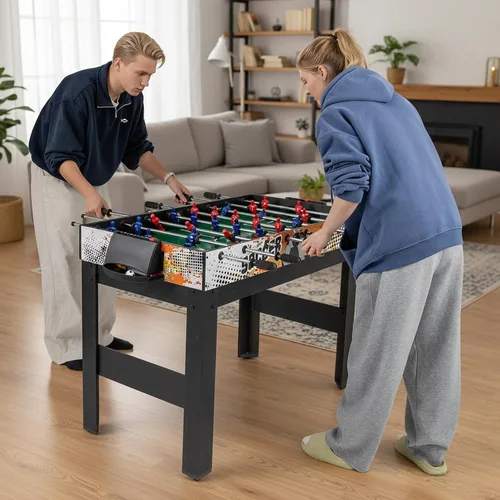 Miniatura 8 de Goplus Mesa de juego múltiple 14 en 1, mesa de juego combinada con futbolín, hockey de aire, piscina, tenis de mesa, baloncesto, ajedrez, damas