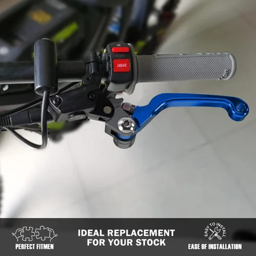 Miniatura 7 de 2 palancas de embrague azul, para moto de cross eléctrica de aluminio izquierda y derecha, ajustable, plegable, freno de mano, repuesto para Sur Ron