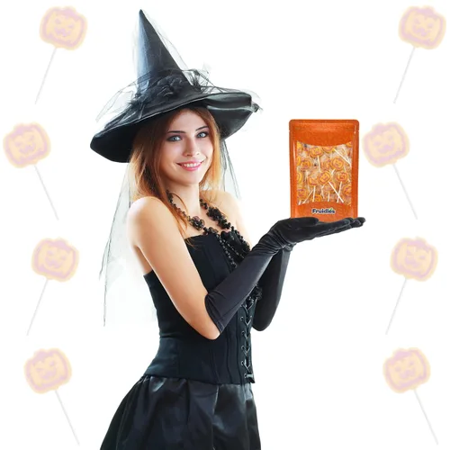 Miniatura 7 de Fruidles Caramelos de paletas de tatuaje de calabaza naranja, ideal para rellenos de bolsas de fiesta, envueltos individualmente (media libra)