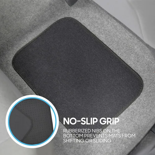Miniatura 8 de Juego premium de 4 piezas de alfombrillas de suelo de coche con almohadilla de seguridad de vinilo para coche, camión, SUV, cupé sedán, negro Carbón