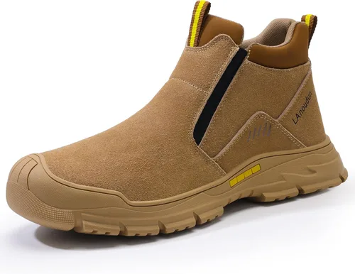 Miniatura 16 de GLANOUDUN - Botas de trabajo de soldadura para hombre, con punta de acero, antideslizantes, zapatos de trabajo indestructibles para hombre, zapatos