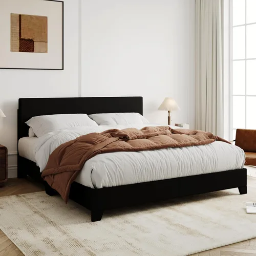 Miniatura 15 de Allewie - Base de cama Queen con cabecero tapizado ajustable, cama plataforma con listones de madera, base de colchón resistente, no necesita Gris