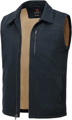 Miniatura 10 de TBMPOY Chaleco de invierno para hombre, casual, forro polar sherpa, con cremallera completa, ligero, chaleco exterior cálido de algodón para viajes