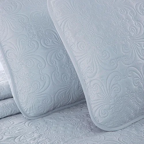 Miniatura 4 de Chezmoi Collection Luca - Juego de colcha extragrande de 3 piezas, tamaño King, color gris plateado, colcha de verano de microfibra ligera de 118 x
