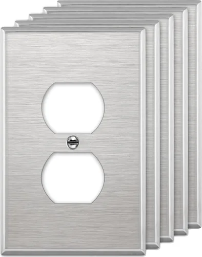 Miniatura 30 de LIDER Placa de pared de metal para receptáculo doble dúplex, resistente a los impactos/corrosión, cubierta de salida de metal, acero inoxidable 430