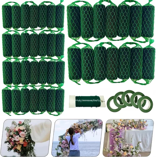 Miniatura 9 de Juego de 14 piezas de guirnalda de espuma floral de 9.2 pies, kit de bloques de esponja, soporte de flores de absorción para arco de puerta