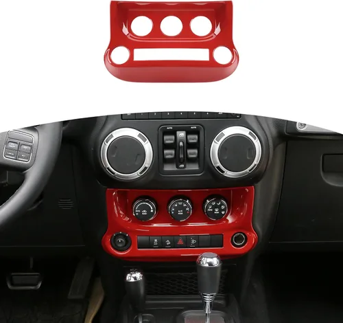 Miniatura 11 de RT-TCZ Para Jeep JK Negro Dash Console A/C Controles Cubierta Trim Panel para Jeep Wrangler JK JKU 2011-2017 ABS Interior Accesorios 1pc