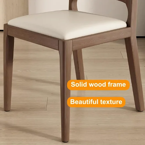Miniatura 7 de Leather Seat Dining Room Chair with Back, Wooden Dining Chairs Set Kitchen Chair, Dining Room Chairs Armless Seat for Kitchen Living Room Black+khaki