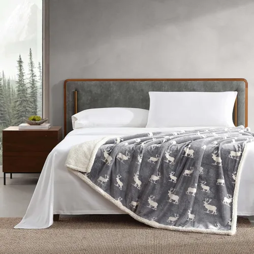 Miniatura 2 de Eddie Bauer - Manta, Forro Polar Cepillado y Ropa de Cama Sherpa Suave, Manta para Sofá y Cama (Gris Tono Alce, 50" x 60")