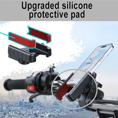 Miniatura 6 de Soporte de teléfono para bicicleta, abrazadera para manillar de motocicleta, clip antivibración para teléfono con almohadillas de silicona