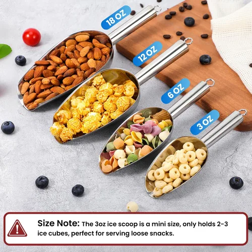 Miniatura 7 de OLESBUR Cuchara de hielo premium para congelador - Cuchara de hielo de metal multiusos para máquina de hielo - Cuchara de hielo pequeña de acero