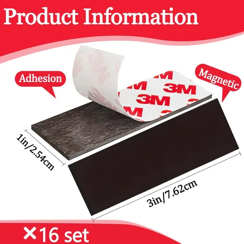 Miniatura 2 de 20 Pack Magnetic Strip, Magnetic Tape with Adhesive Backing, Magnet Strips Heavy Duty (3" X 1") Strong Adhesive Magnetic Strips for DIY, Fridge