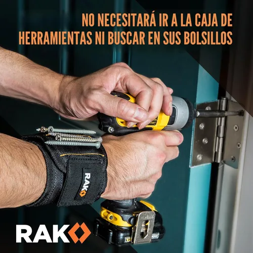 Miniatura 2 de Pulsera magnética Rak. Pulsera con fuerte imán para sostener tornillos, clavos y brocas. La mejor herramienta de mantenimiento para regalar a tu