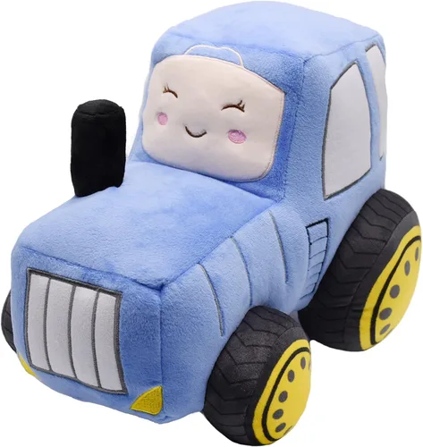 Juguete de peluche de tractor de felpa suave, almohada de peluche súper linda, excelente regalo para niños o fiesta de cumpleaños de 12 pulgadas Azul