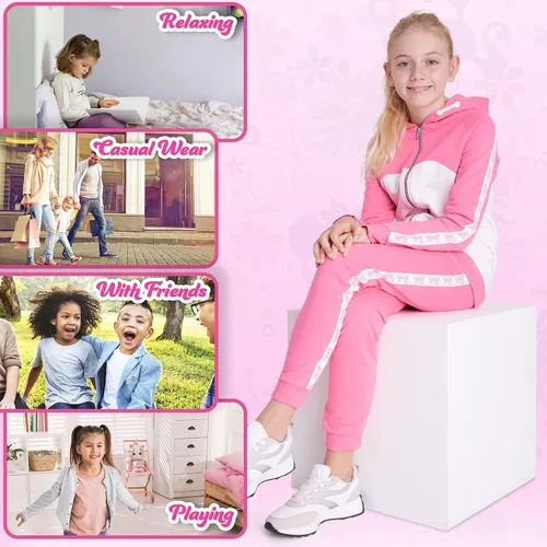 Miniatura 4 de Barbie Conjunto deportivo para niñas, sudadera con capucha y pantalones deportivos para niñas