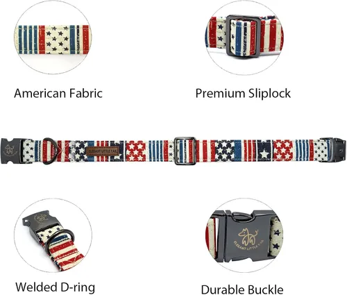 Miniatura 2 de Elegant little tail - Collar ajustable para perros, suave y duradero, diseño patriótico de día festivo, Día de la Independencia, regalo para perro