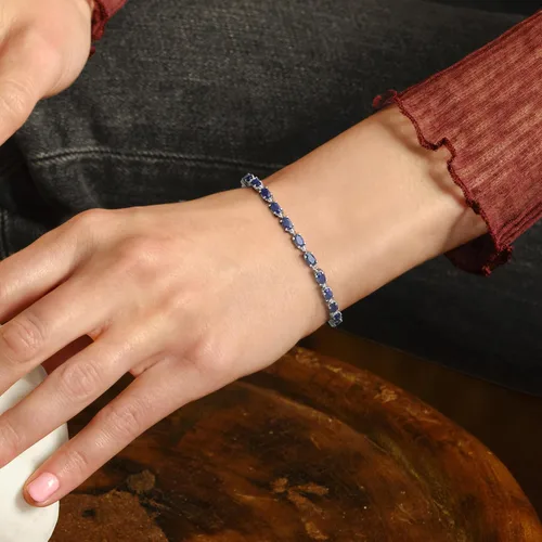 Miniatura 2 de Ross-Simons 8.40 ct. t.w. Sapphire Bracelet With Diamonds in Sterling Silver