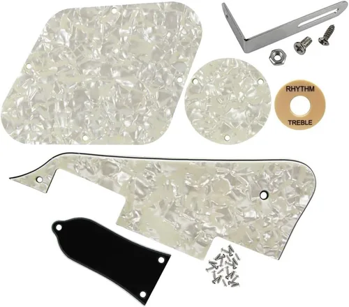 Miniatura 11 de FLEOR Juego de tornillos de placa trasera de golpeador de 1 capa, anillo de interruptor y soporte, ajuste LP Style Guitar Pickguard Reemplazo