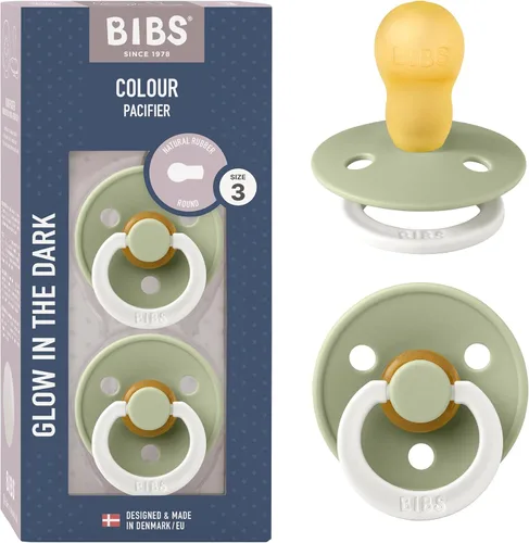 Miniatura 65 de BIBS - Paquete de 2 chupetes Bibs Colour, calmante, libre de bisfenol A, punta redonda, látex de goma natural Noche de vainilla