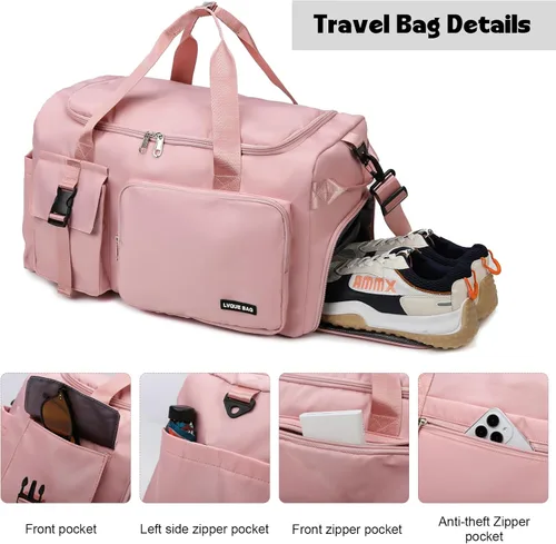 Miniatura 3 de Eslcorri Bolsa de deporte para mujeres y hombres, mochila deportiva con compartimento para zapatos y artículos húmedos, bolsa de fin de semana