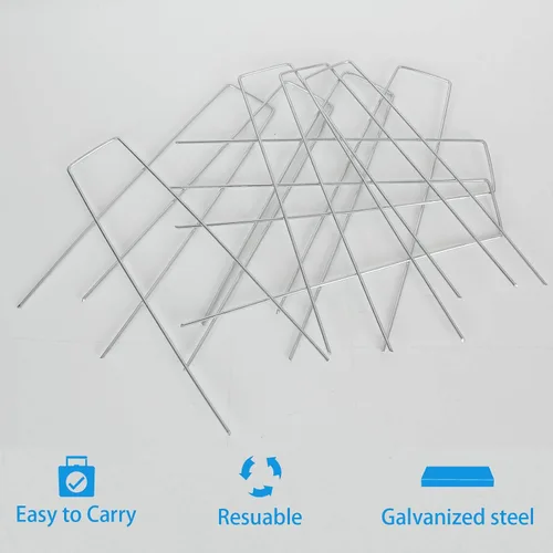 Miniatura 4 de LANIAKEA Estacas de jardín de metal de 8 pulgadas, paquete de 200 pasadores galvanizados para paisaje, estacas de paisaje resistentes para valla