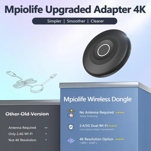Miniatura 7 de Adaptador de pantalla inalámbrico 4K actualizado 2026, Plug & Play, HDMI Dongle 5G+2.4G Wireless Screen Mirroring Cast desde smartphone, tableta