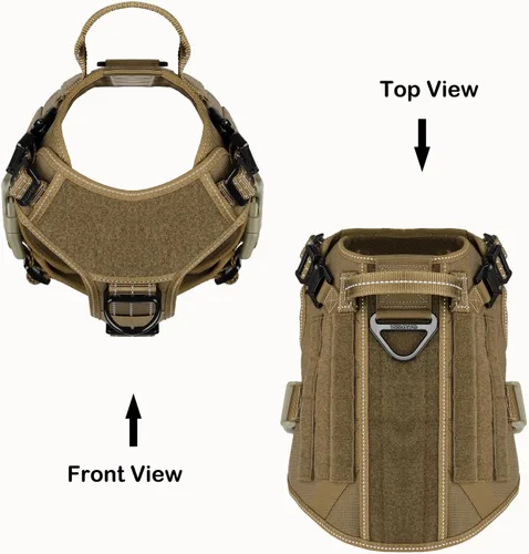 Miniatura 3 de ICEFANG - Arnés táctico para perro, talla M, 2 hebillas de metal, chaleco para transportar carga, ligero y modular (MOLLE) con mango, para perros