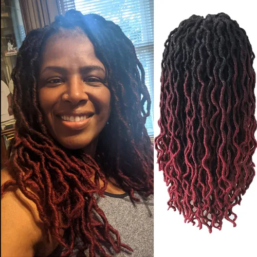 Miniatura 11 de Extensiones de cabello sintético de ganchillo con extremos rizados profundos de 24 pulgadas, paquete de 8 paquetes de trenzas sintéticas suaves de 1b