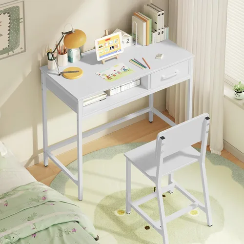 Miniatura 9 de MAHANCRIS Juego de escritorio y silla para niños, escritorio de escritura para estudiantes, escritorio de estudio para niños con clasificador