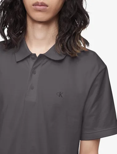 Miniatura 3 de Calvin Klein Polo de algodón liso con logotipo de monograma para hombre