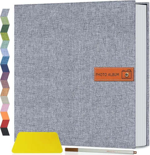 Miniatura 22 de Popotop Álbum de fotos grande autoadhesivo 4x6 5x7 8x10, álbum de recortes DIY, libro de fotos, regalos para mamá, familia, bebé y boda, con Azul